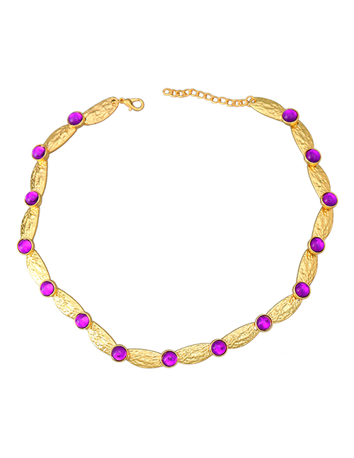 Fashion Purple Alloy Set Round Necklace