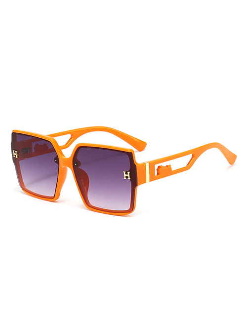 Fashion Orange Frame Gradually Gray Film Pc Square Large Frame Sunglasses