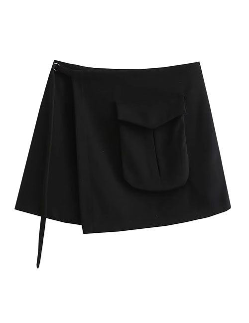 Fashion Black Woven Pocket Cargo Skirt