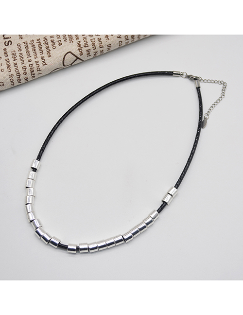 Fashion Black Alloy Geometric Beaded Necklace