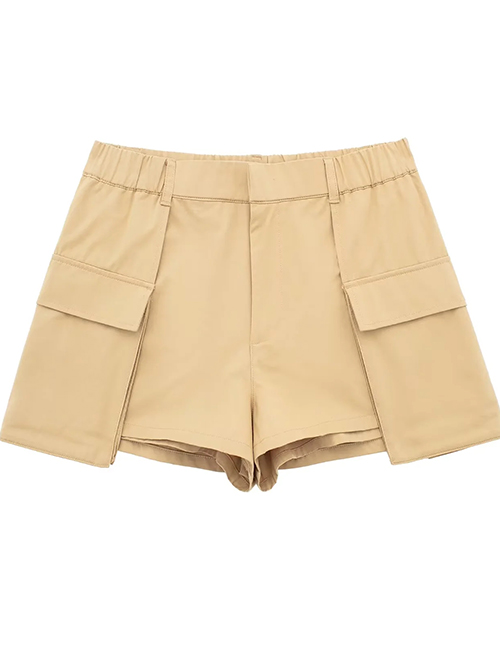 Fashion Khaki Polyester Pocket Skirt