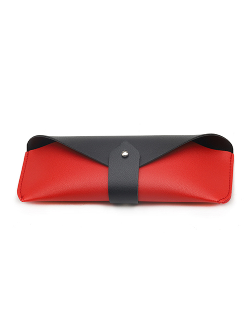 Fashion Black On Top And Red On Bottom Leather Two-tone Soft Glasses Bag