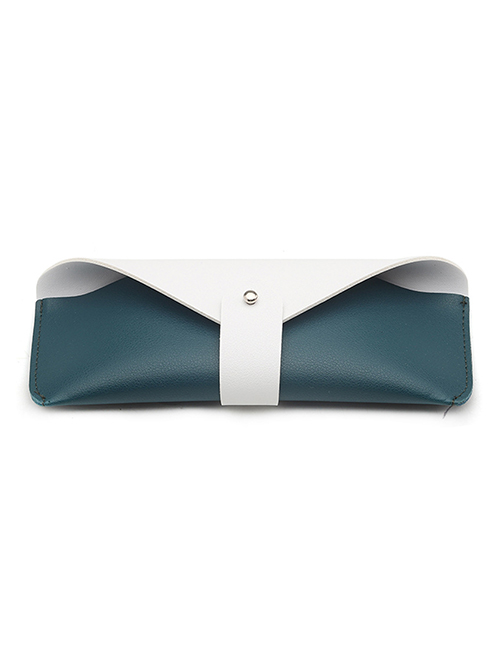 Fashion Top White And Bottom Green Leather Two-tone Soft Glasses Bag