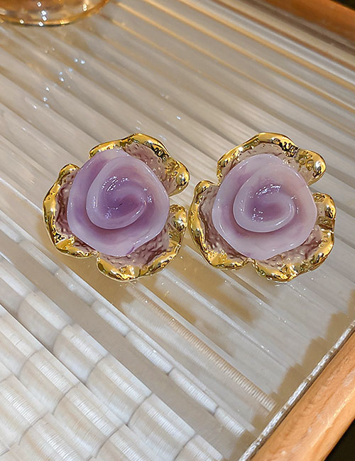 Fashion Purple Acrylic Geometric Flower Earrings
