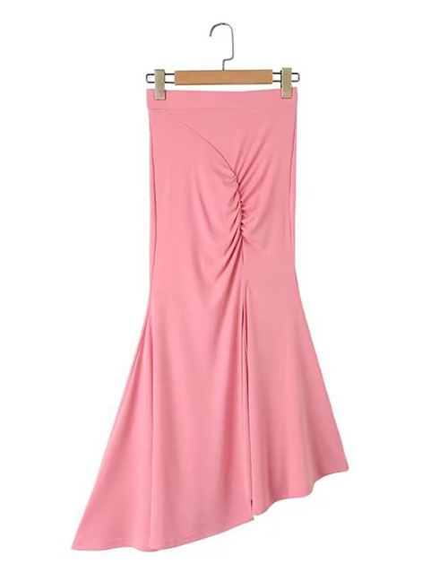 Fashion Pink High -waist Split Fishtail Half Body Skirt