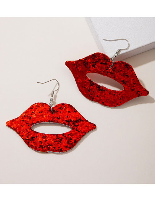 Fashion 7# Resin Sequins Lip And Earrings