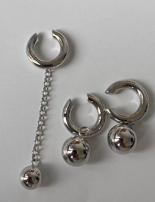 Fashion Silver Metal Ball Earrings Set