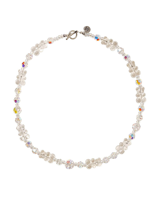 Fashion White Crystal Beaded Softel Sky Bear Necklace