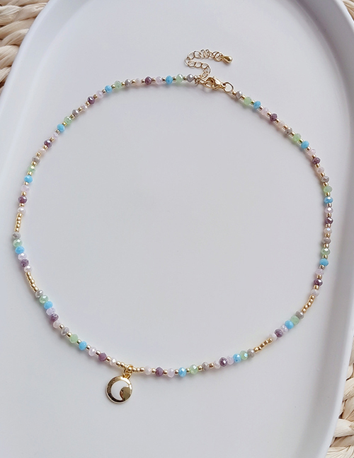 Fashion 2# Color Beads Moon Round Brand Necklace