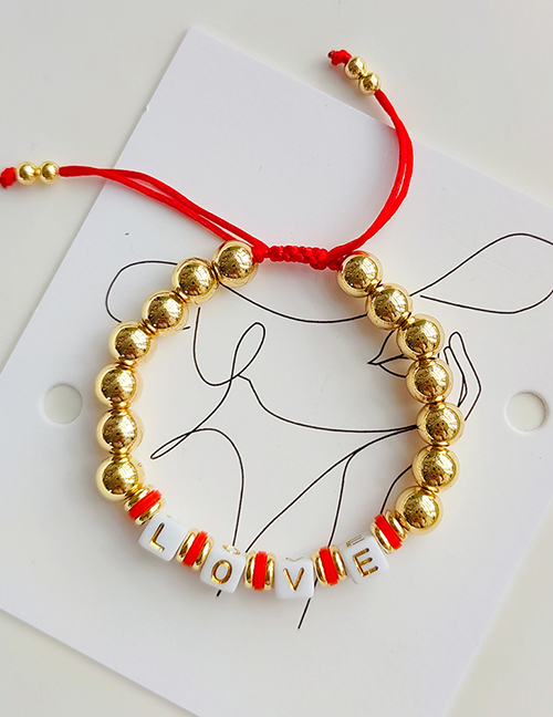 Fashion Gold Copper Gold -plated Beaded Letters Beaded Bracelet