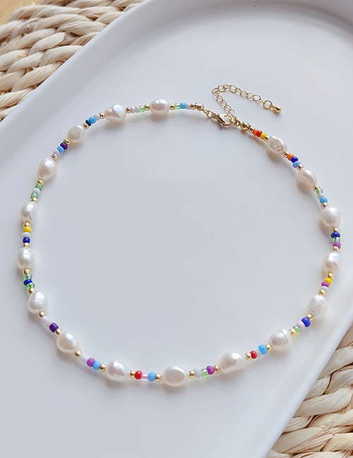 Fashion Color Pearl Color Rice Bead Beaded Necklace