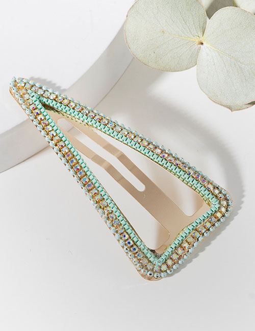 Fashion Aquamarine Color Rhinestone Triangular Hairpin