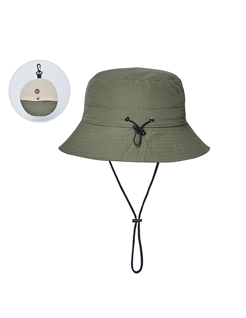 Fashion Army Green Nylon Colorblock Sunscreen Bucket Hat