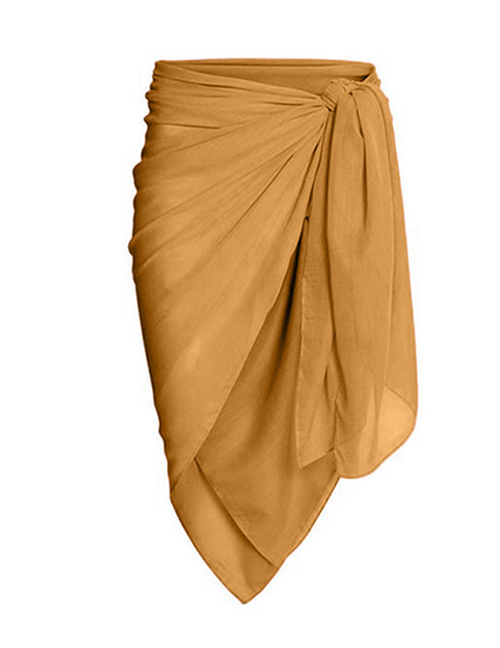 Fashion Yellow Dress Polyester Decoration Fold Beach Skirt