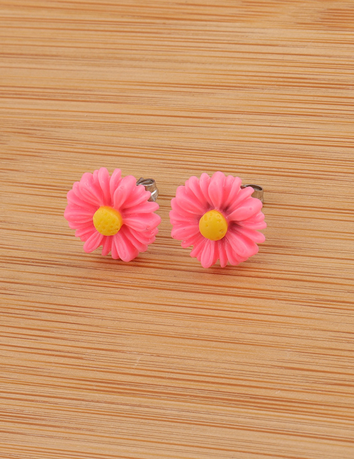 Fashion Pink Resin Geometric Flower Earrings