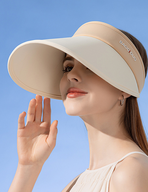 Fashion Double Color - Khaki Nylon Two-color Large Brim Hollow Top Sun Hat