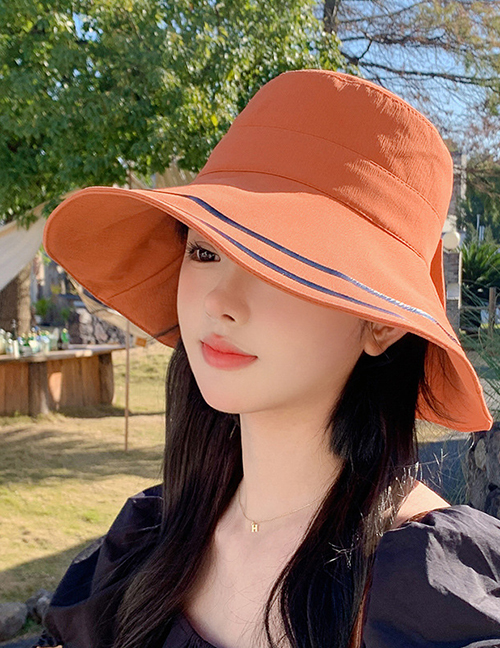 Fashion Orange Cotton Sun Hat With Large Brim And Bow