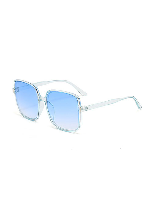 Fashion Passing Blue Frame Gradually Blue Film Pc Square Frame Sunglasses