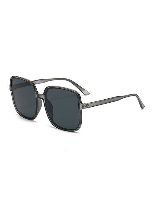Fashion Gray -gray Black Gray Film Pc Square Frame Sunglasses