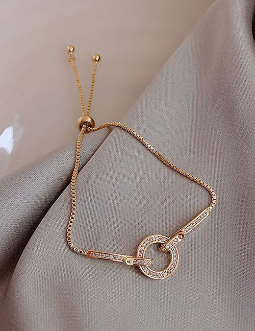 Fashion 9-round Buckle (real Gold Plating) Geometric Diamond Round Buckle Bracelet