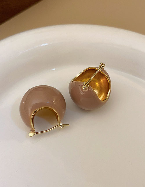 Fashion 27# Earbuds - Khaki Drip Oil Peas Geometric Oil Drop Beanie Earrings