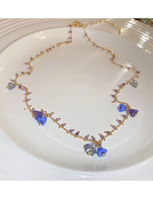 Fashion 14#necklace-purple Flowers Pure Copper Geometric Flower Necklace