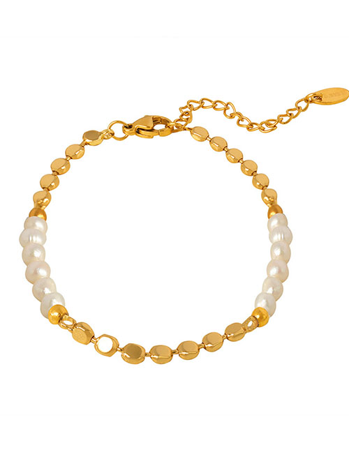 Fashion Gold Copper Woven Pearl Beaded Bracelet