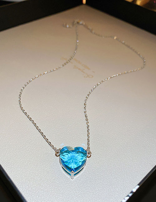 Fashion 20# Necklace - Blue Chain Chain Alloy Heart Necklace