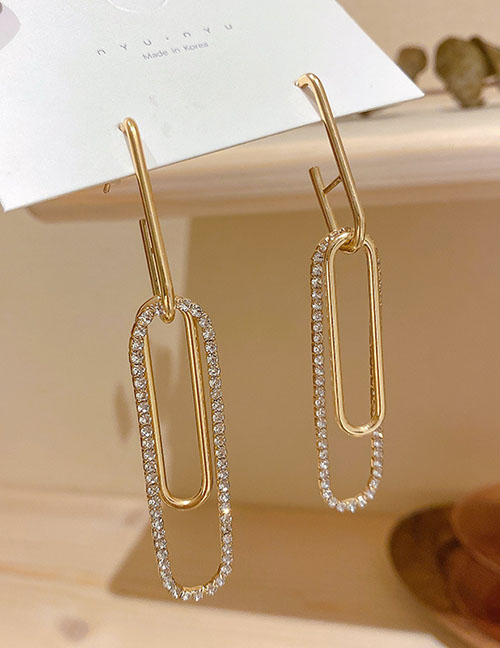 Fashion 36# Golden Diamond Alloy Diamond Geometric Earrings