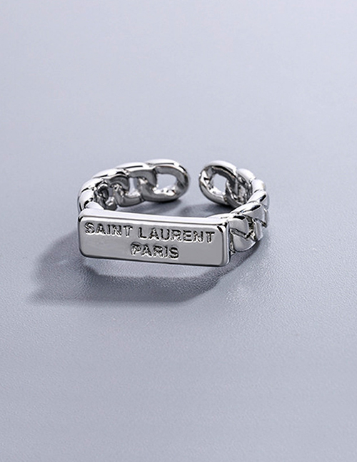 Fashion Silver Pure Copper Alphabet Open Ring