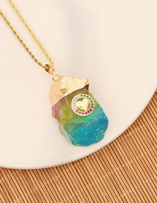 Fashion 10#love Geometric Irregular Crystal Diamond Heart Necklace