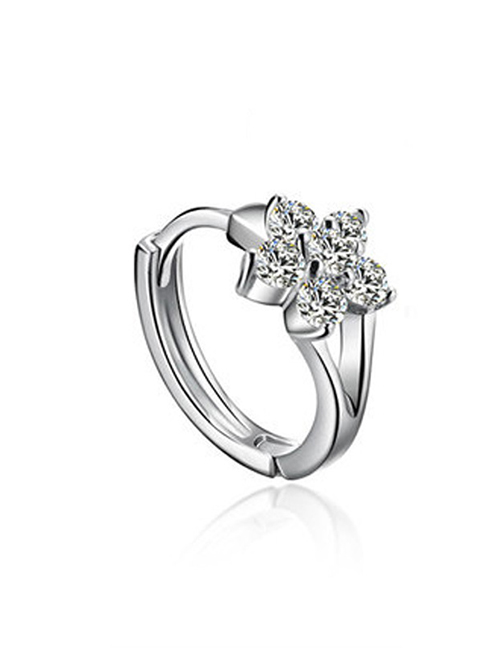 Fashion One Platinum Snowflake Flower Earring Copper And Diamond Flower Earrings (single Piece)