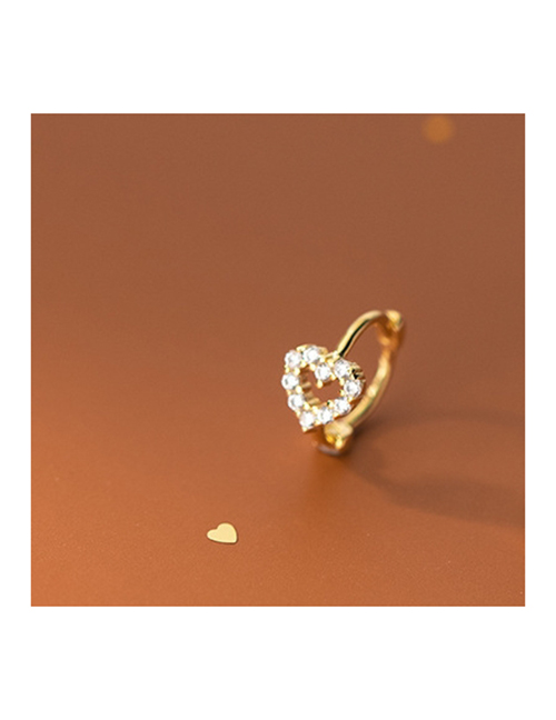 Fashion One Gold-colored Zirconia Heart Earring Copper And Diamond Heart-shaped Earring (single)