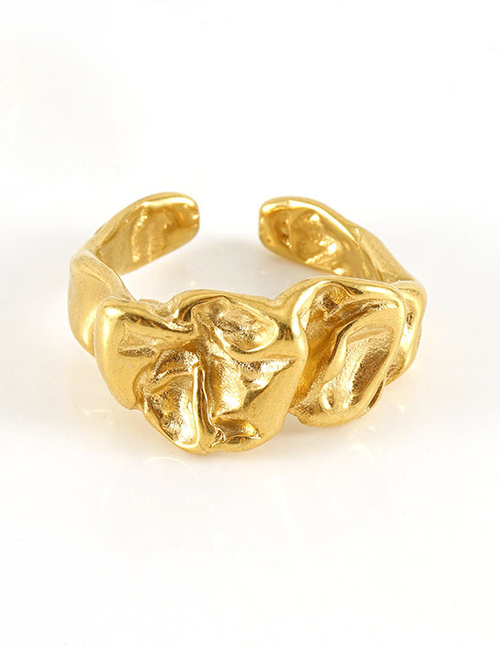 Fashion Gold Titanium Steel Irregular Lava Open Ring