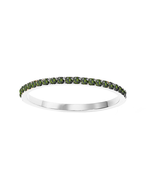 Fashion August Olive Green-steel Color Geometric Round Diamond Ring