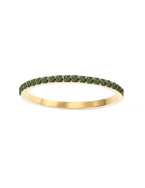 Fashion August Olive Green-gold Geometric Round Diamond Ring