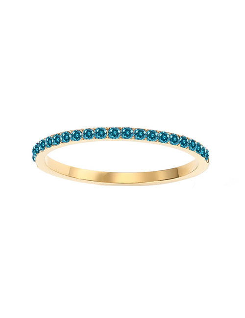 Fashion December Sea Blue-gold Geometric Round Diamond Ring