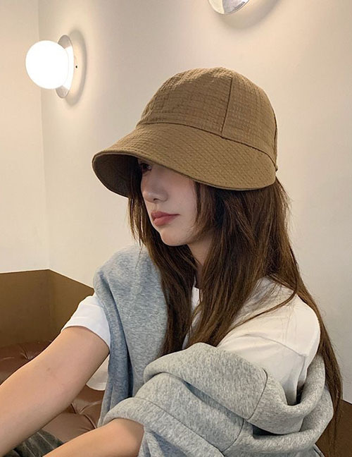 Fashion Solid Color Cloth:coffee Polyester Sun Hat With Large Brim