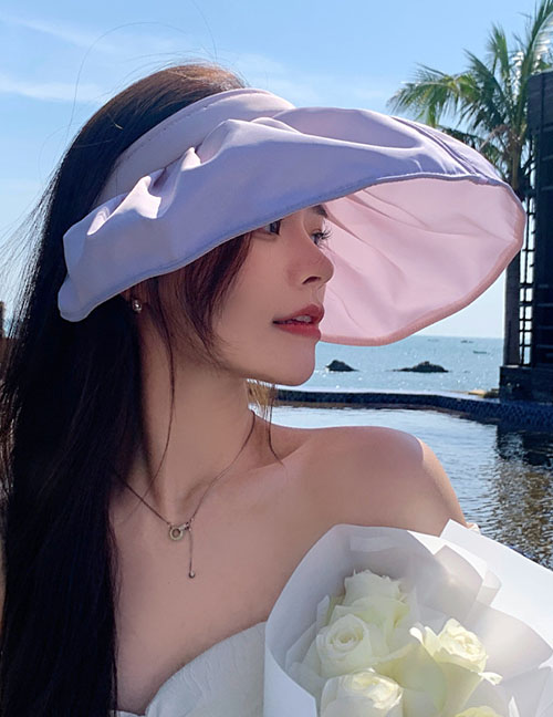 Fashion Light Purple Polyester Gradient Pleated Shell Hat