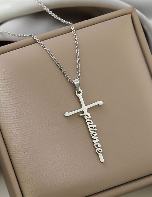 Fashion Steel Color-patience Titanium Steel Cross Alphabet Necklace