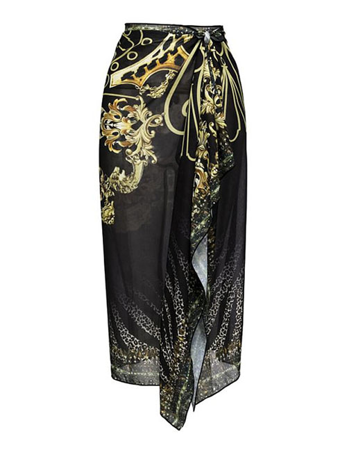 Fashion Wrap Skirt Polyester Embroidered Irregular Beach Dress