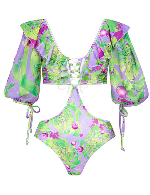 Fashion One-piece Swimsuit Polyester Print One-piece Swimsuit