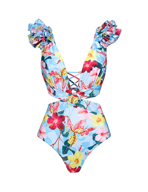 Fashion One-piece Swimsuit Polyester Print One-piece Swimsuit
