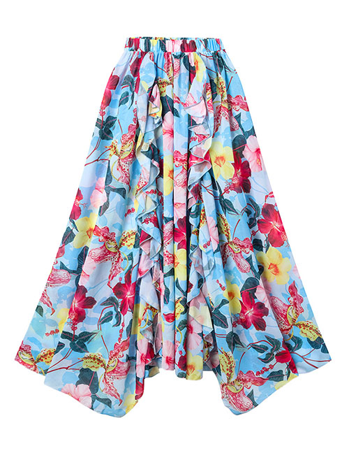 Fashion Long Skirt Polyester Printed Beach Dress