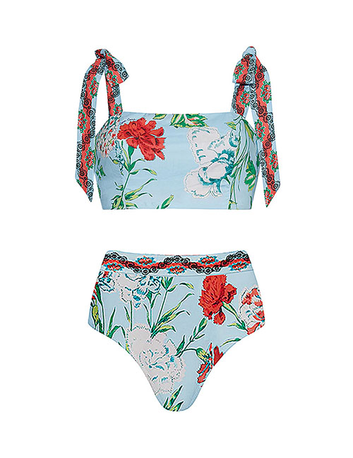Fashion Strappy Bikini Polyester Print One-piece Swimsuit