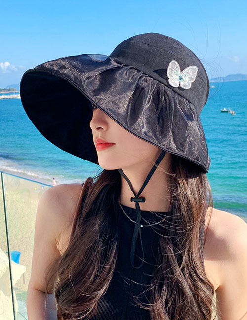 Fashion Black Lace Butterfly Sun Hat