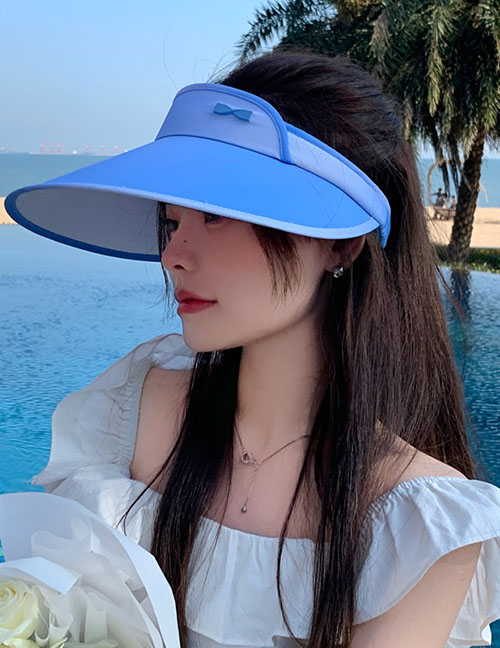 Fashion Blue Gradient Big Brim Empty Sun Hat