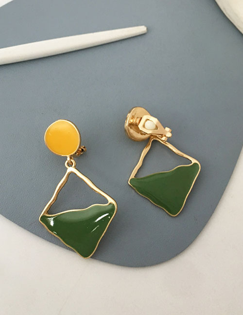 Fashion A Pair Of Ear Clips (triangular Clips) Alloy Contrasting Color Drop Oil Geometric Ear Clip Earrings