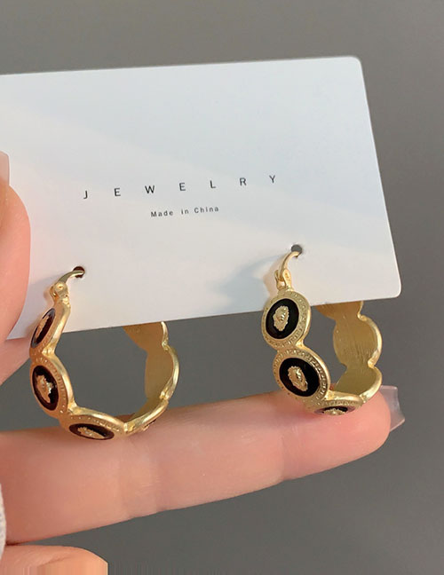 Fashion Gold Alloy Drip Geometric Hoop Earrings