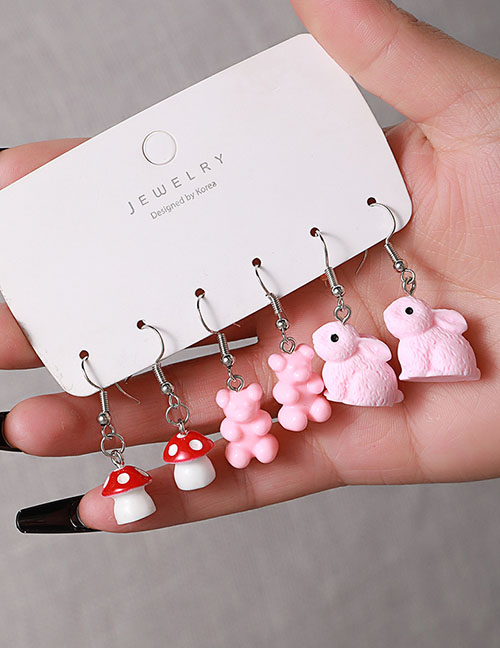 Fashion 2# Alloy Mushroom Bear Rabbit Earring Set